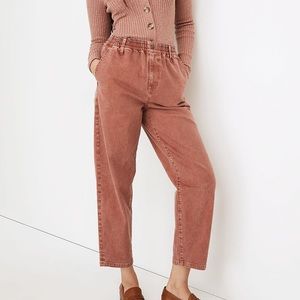 Madewell Pull On Balloon Jeans Garment Dyed Edition Washed Red Medium